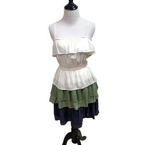 iLook Women's Mini Dress S Small Tiered Spaghetti Straps Lace Overlays Boho